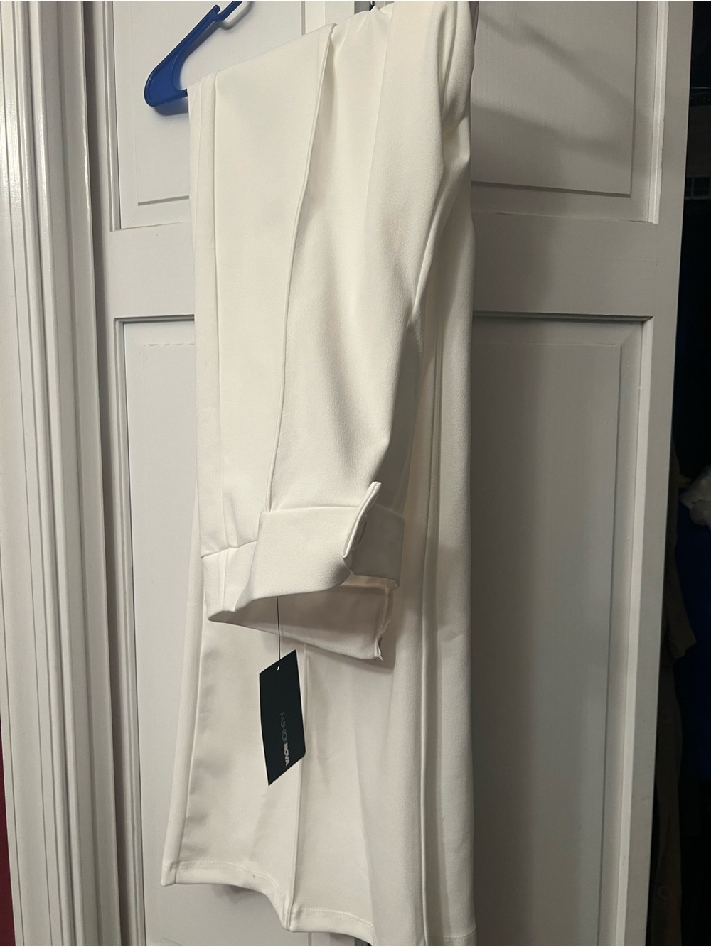 Fashion Nova White Wide Leg Dress Pants for women, tall girl friendly.